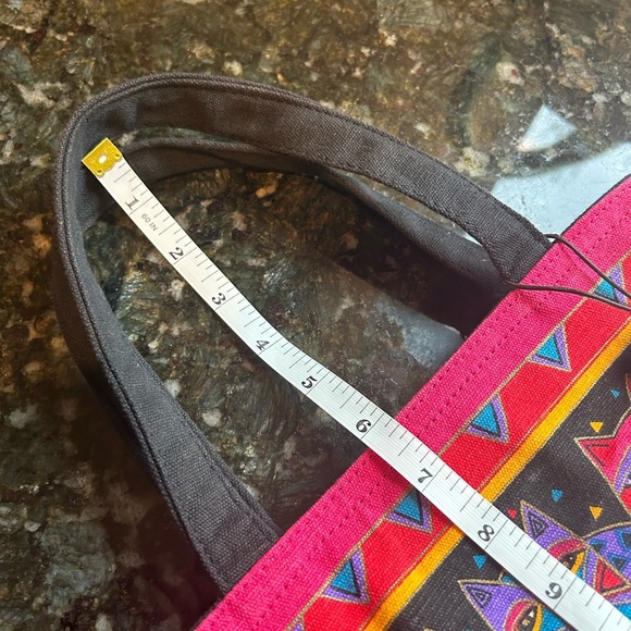 Vintage Laurel Burch Feline Friends 3 Cats Tote. With wooden charm. Zip top. - Picture 11 of 14